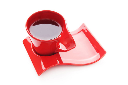 在白色上隔離的一杯茶