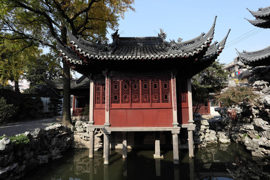 在豫園中國傳統(tǒng)建筑；中國上海