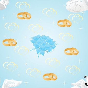 天鵝；結(jié)婚戒指和鮮花