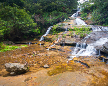 卡通巴瀑布藍(lán)山澳大利亞國家公園