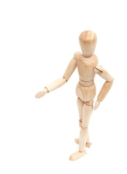 一個木制模特給手；問候
