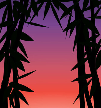 竹林里的日出或日落
