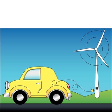 生態(tài)汽車和風(fēng)力發(fā)電機(jī)