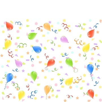 向量的氣球生日背景插圖；彩帶和五彩紙屑。