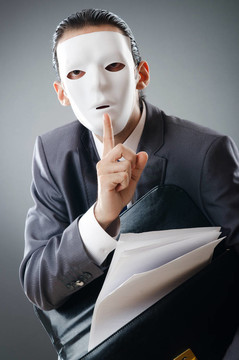 工業(yè)espionate概念與蒙面的商人