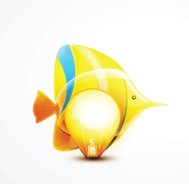 熱帶魚和燈泡概念