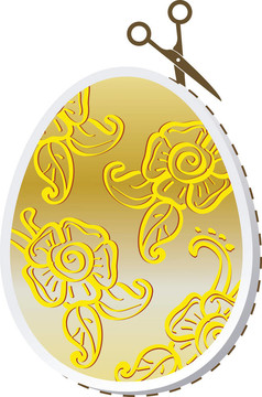 帶花香的金色復(fù)活節(jié)雞蛋