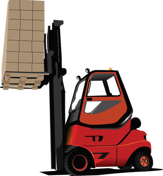升降車。叉車。插圖