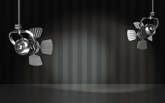 聚光燈照亮場景。3d