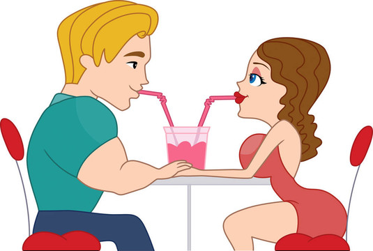夫婦分享一杯飲料
