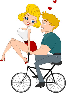 騎自行車的夫婦