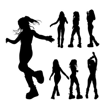 7在psitions difrent女孩剪影