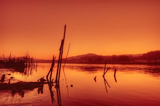 溫暖的夕陽。