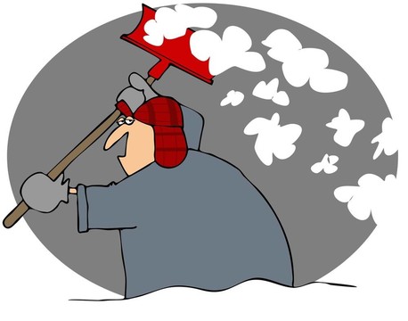 人鏟雪在黑暗中