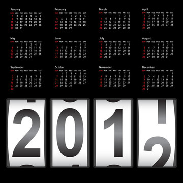時尚日歷為2012。周日第一