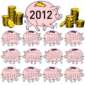 時(shí)尚日歷豬存錢罐2012。