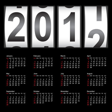 時尚日歷為2012。周日第一
