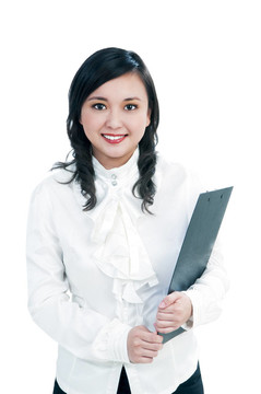 漂亮的女商人拿著文件