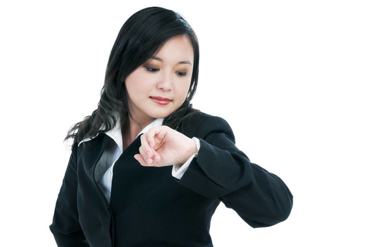 漂亮的女商人檢查時間