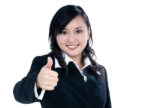 漂亮的女商人給翹起了大拇指