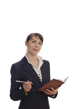 商務女人用筆記本和筆