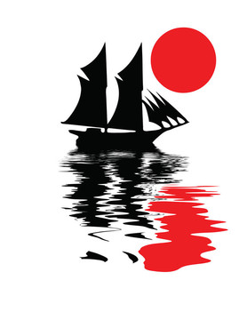 在白色背景的老式護(hù)衛(wèi)艦插畫