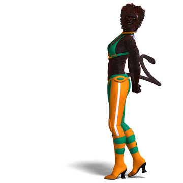 女豹幻想的生物。3D渲染與剪輯路徑和陰影超過白色