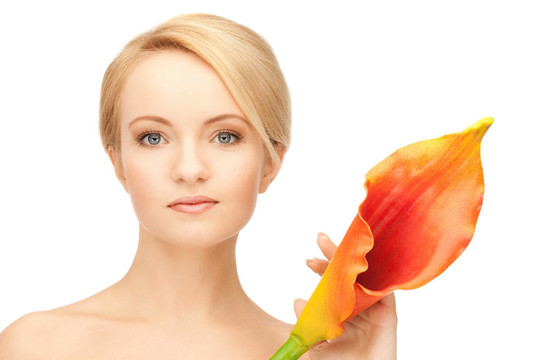 美麗的女人calla flower