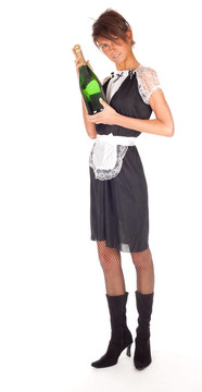 年輕的女服務(wù)員穿著復(fù)古的女服務(wù)員制服