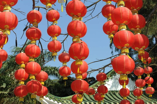 喜慶的中國紅燈籠裝飾