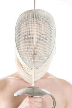 擊劍面具有劍的模型