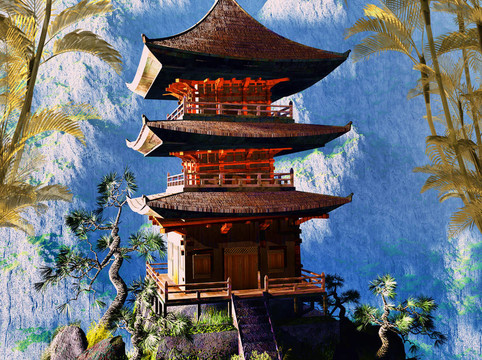 山上的佛教寺廟