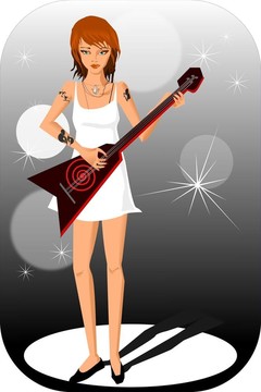 一個(gè)女孩玩吉他的插圖