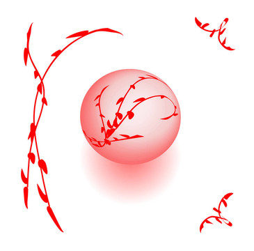 閃亮的粉紅色節(jié)日球在紅花之間
