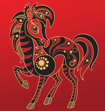 中國的星座。年的馬