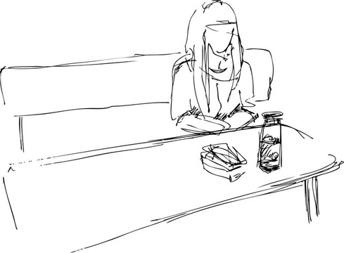 桌子上的女孩
