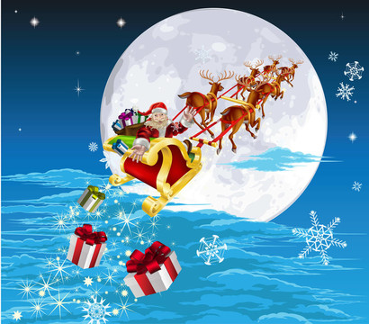 Santa在他的雪橇