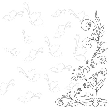 抽象花背景；輪廓