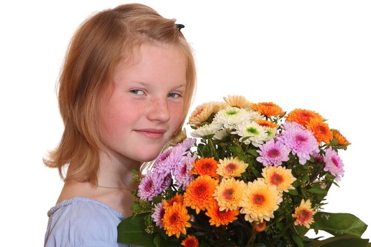 女孩與花