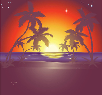 一個美麗的海灘的插圖