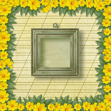 祝賀與框架和黃色花的節(jié)日