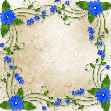 祝賀節(jié)日與框架和藍(lán)色花朵