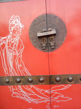 北方古建筑朱門