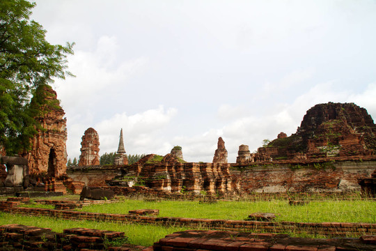 在Wat chaiwattanaram寺塔；Ayutthaya；泰國(guó)