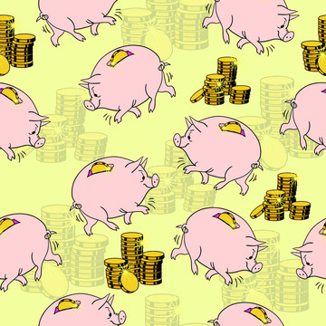 小豬存錢罐；金幣。