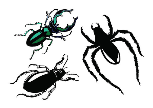 白色背景剪影bug