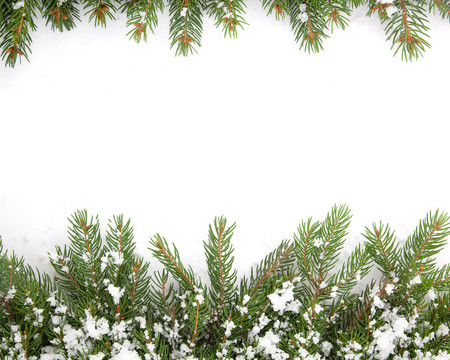 白色背景隔離雪的圣誕框架
