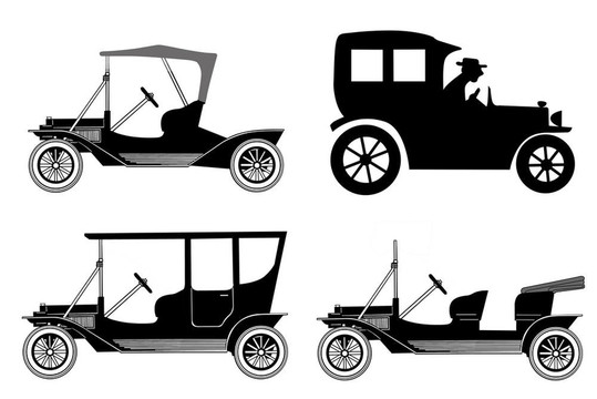 白色背景上的復(fù)古車