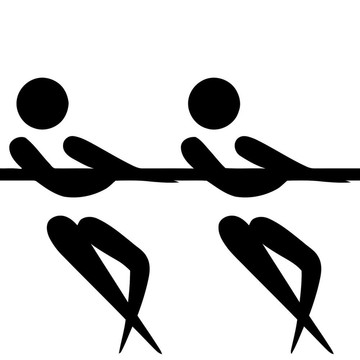在白色背景上孤立的拔河隊(duì)標(biāo)志或符號(hào)。