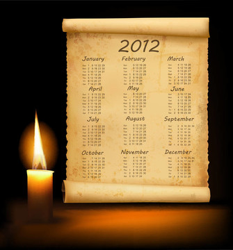 帶日歷的舊紙2012